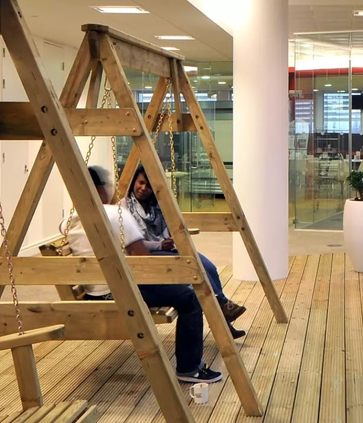 Modern office design with a breakout swing