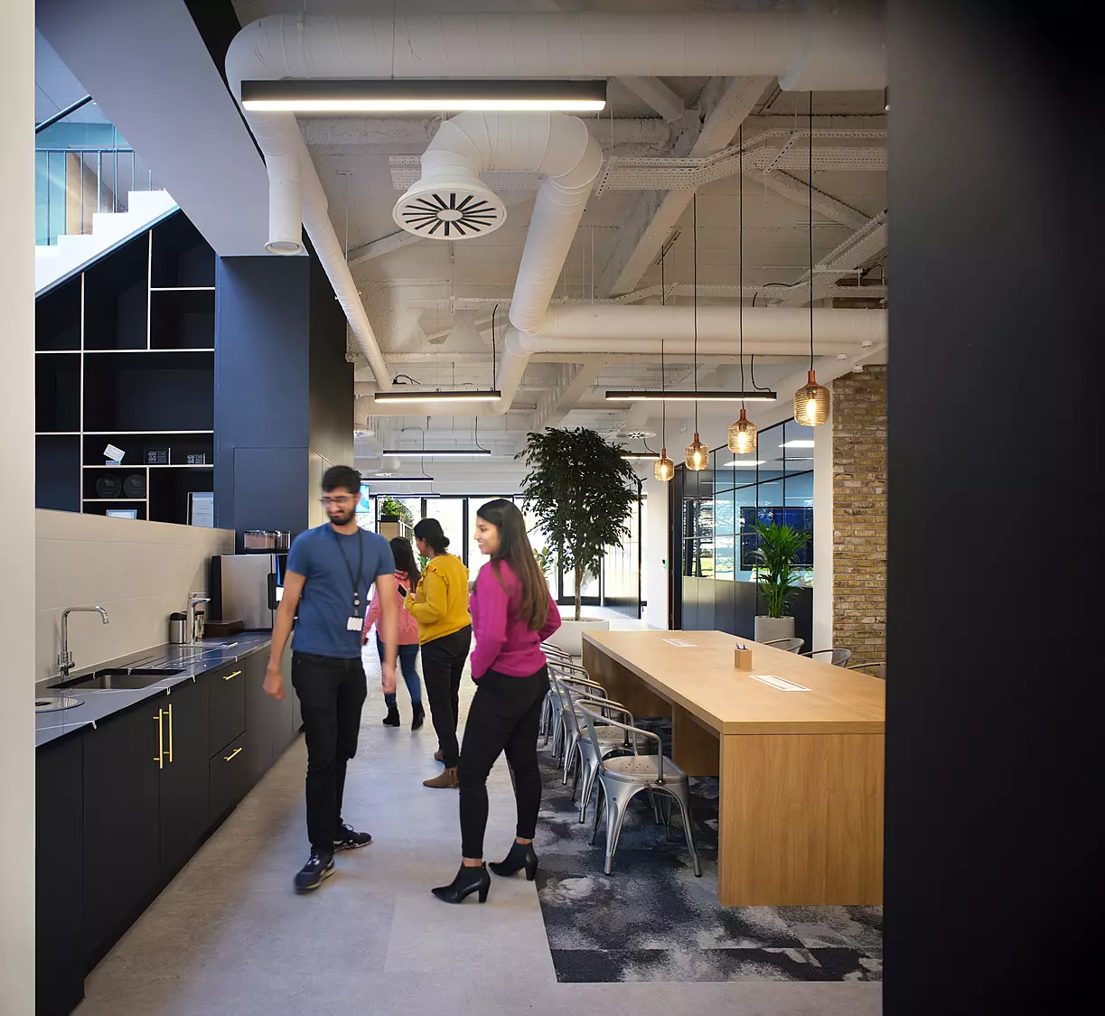 Office kitchen and breakout space for employees