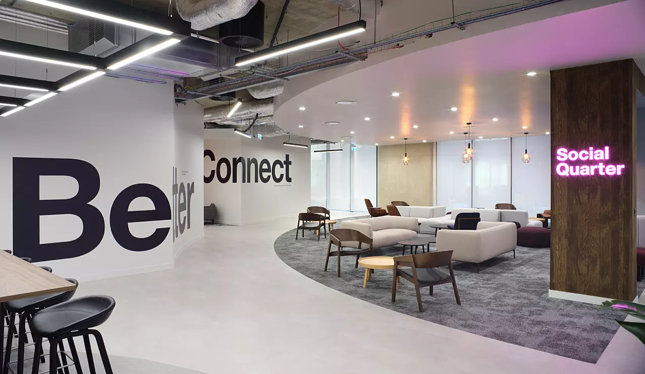 Adaptive reuse in Three's Reading office design