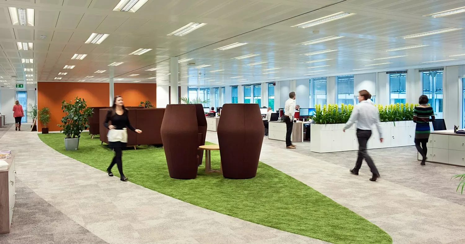Lindt office design with biophilic breakout space