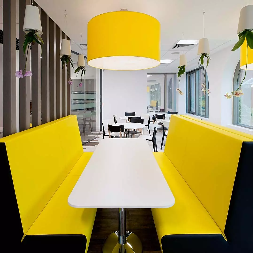 Suez's brightly coloured staff breakout space